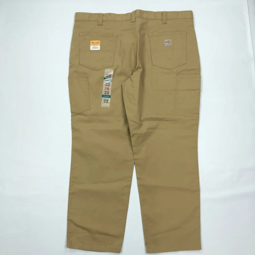 Carhartt FR Rugged Flex Relaxed Fit Work Pants Khaki 42x30 104204 CAT 2